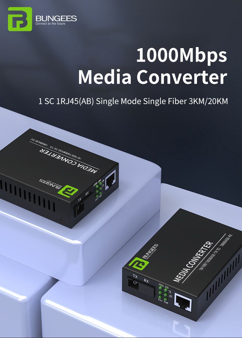 Bungees Fiber Media Converter Pair 10/100/1000 Giga view 4